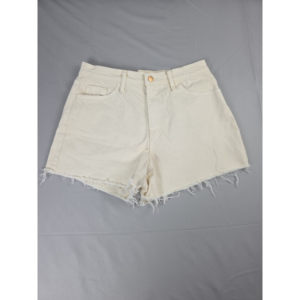 Universal Thread High-Rise Trouser Shorts Cream Cotton Women's Size 8 Rough Hem